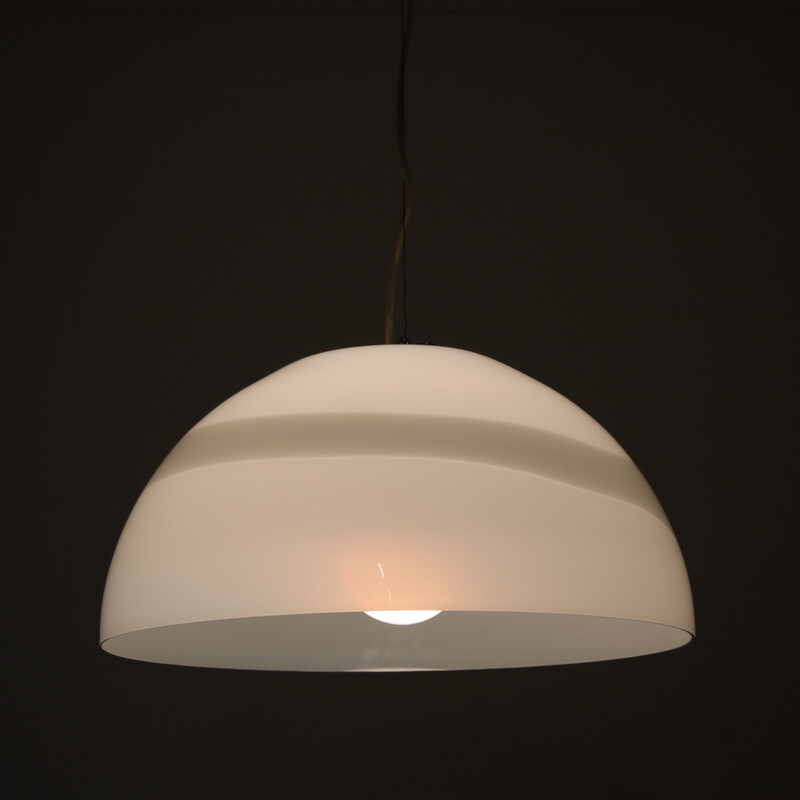 Vintage glass pendant lamp by Leucos, Italy 1970s