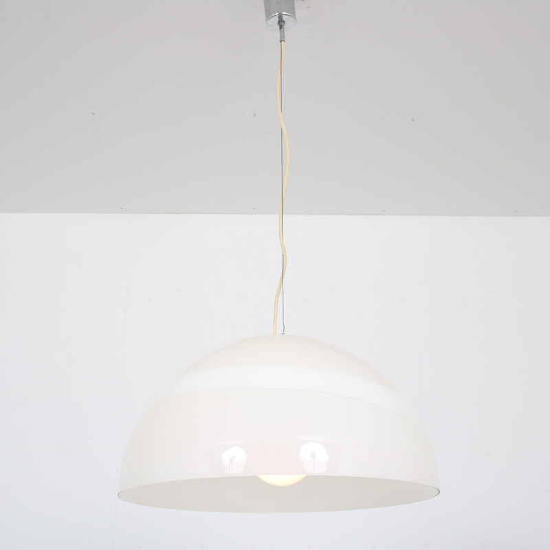 Vintage glass pendant lamp by Leucos, Italy 1970s
