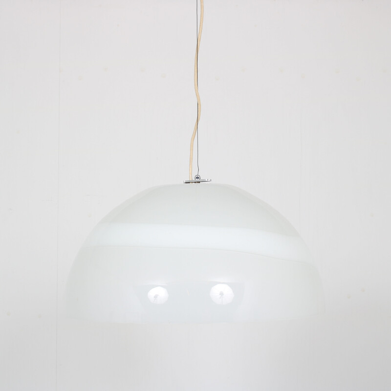 Vintage glass pendant lamp by Leucos, Italy 1970s