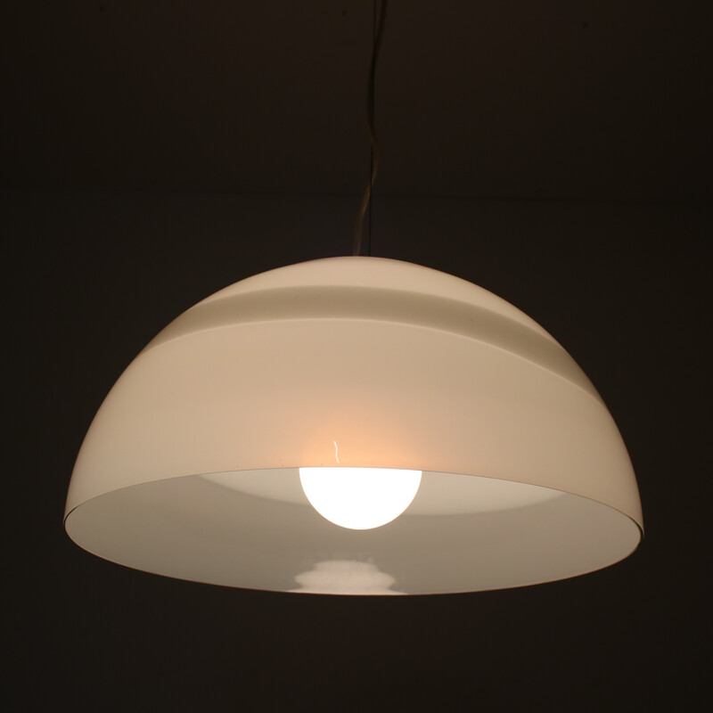 Vintage glass pendant lamp by Leucos, Italy 1970s