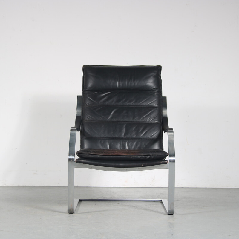 Vintage chromen en zwart lederen fauteuil van Rudolph Glatzl voor Walter Knoll, Duitsland 1970