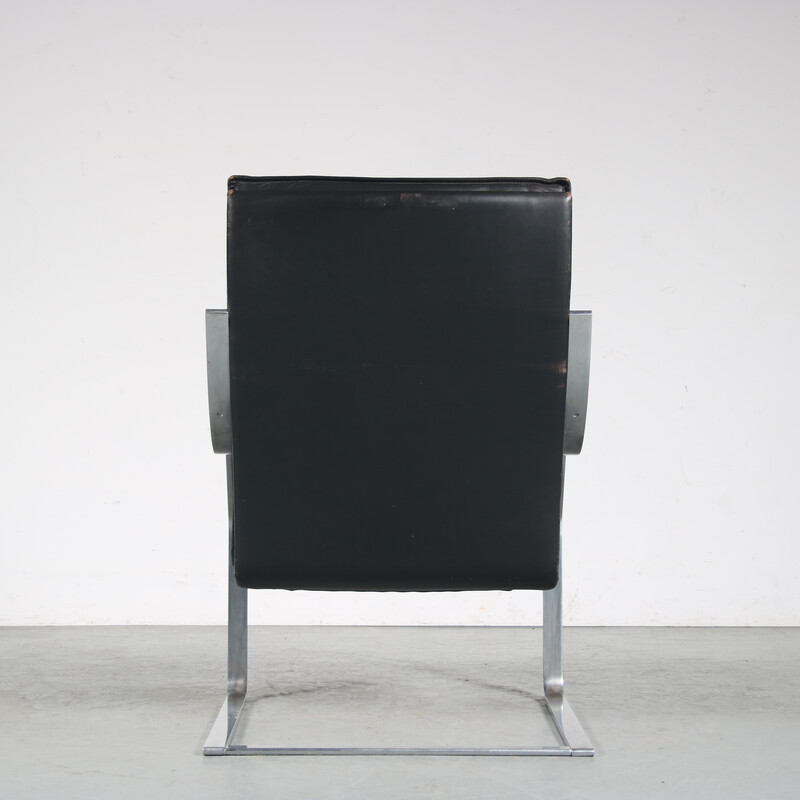 Vintage chromen en zwart lederen fauteuil van Rudolph Glatzl voor Walter Knoll, Duitsland 1970
