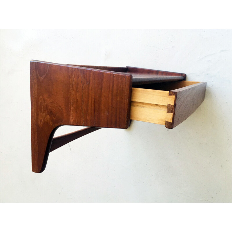 Cajón de pared danés vintage de teca, 1960