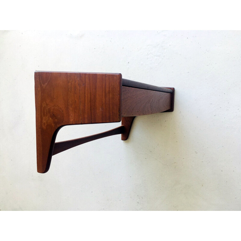 Cajón de pared danés vintage de teca, 1960