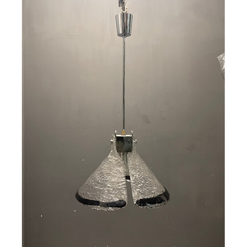 Italian vintage architectural Murano glass pendant lamp, 1970s