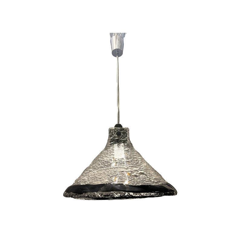 Italian vintage architectural Murano glass pendant lamp, 1970s