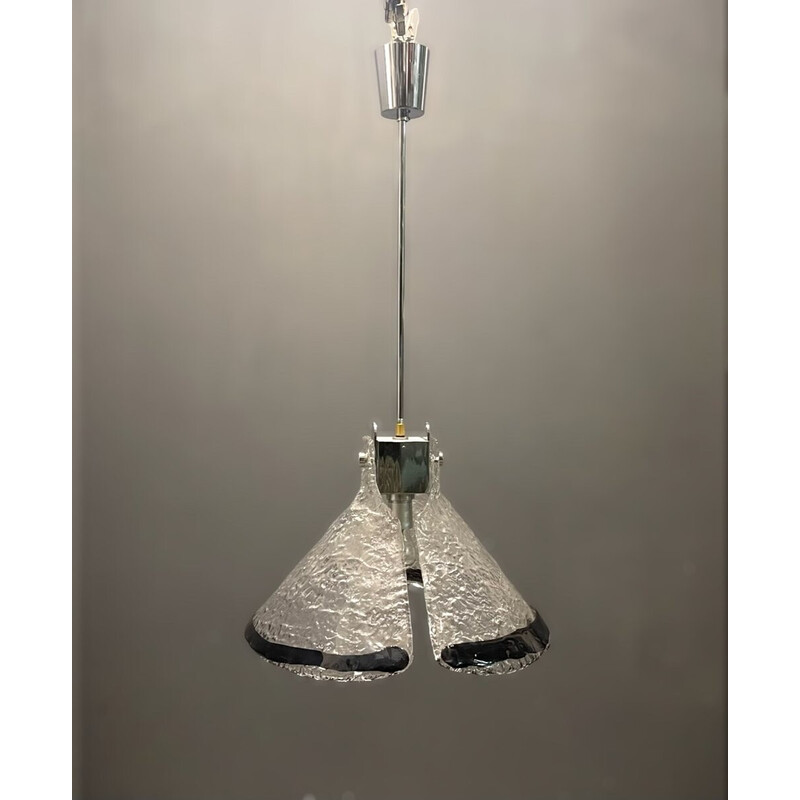 Italian vintage architectural Murano glass pendant lamp, 1970s