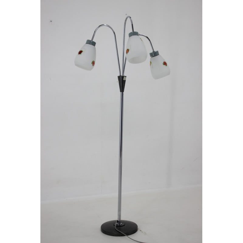 Vintage floor lamp with glass shades ,Czechoslovakia 1960s