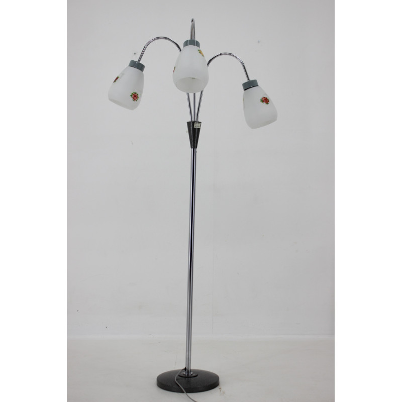 Vintage vloerlamp met glazen kappen, Tsjechoslowakije 1960