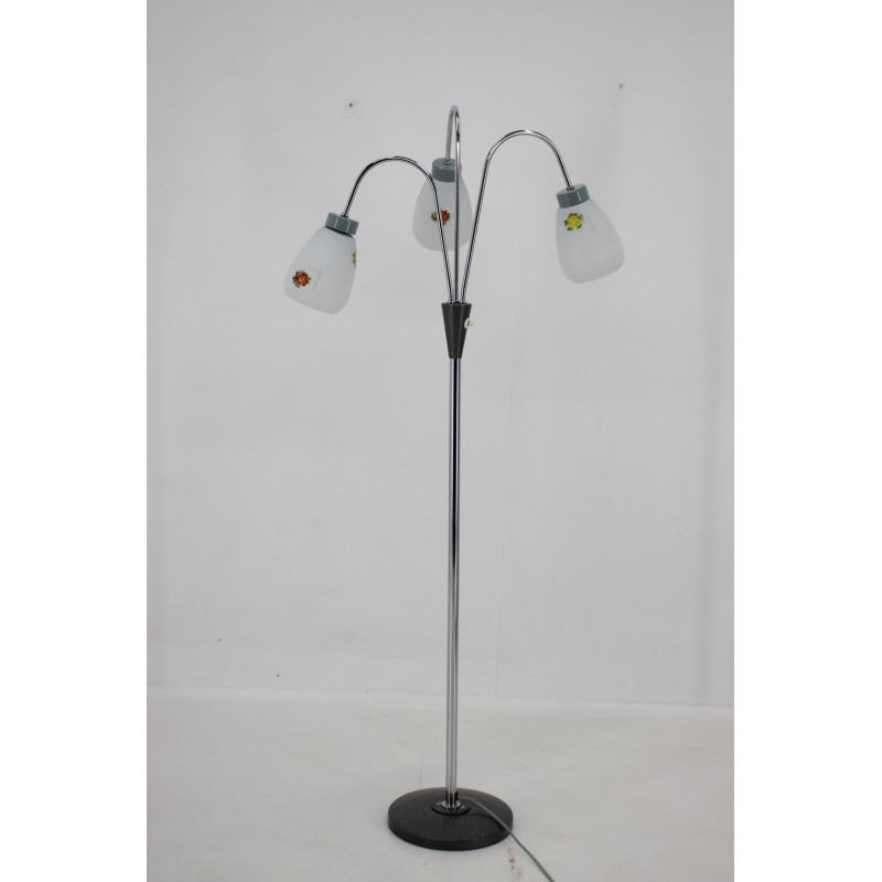 Vintage floor lamp with glass shades ,Czechoslovakia 1960s