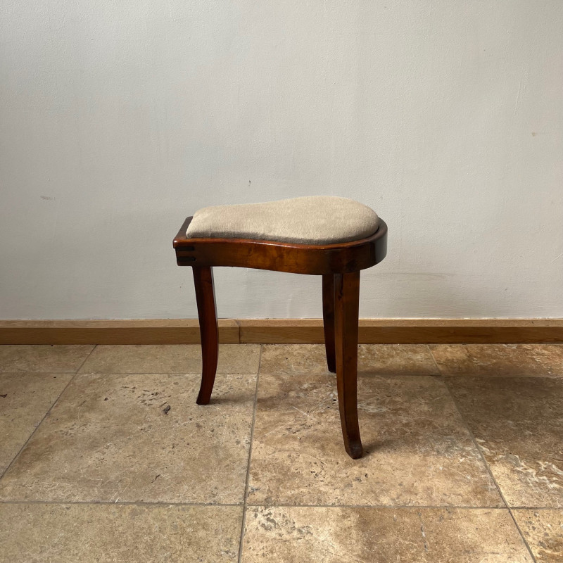 Swedish vintage tripod upholstered stool, 1930s