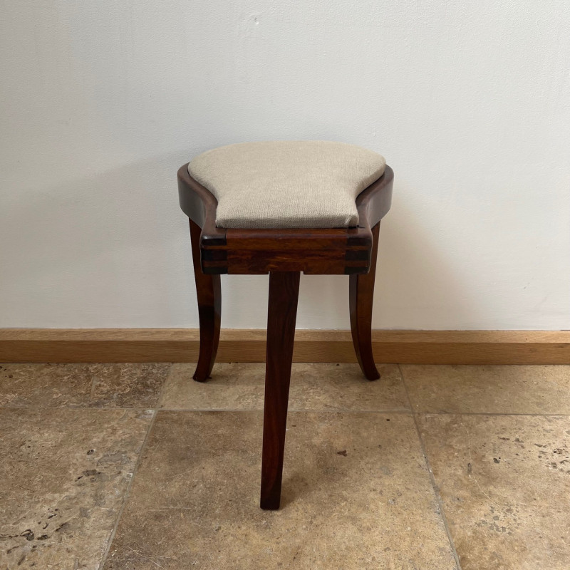 Swedish vintage tripod upholstered stool, 1930s