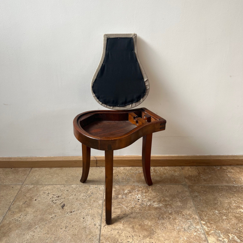Swedish vintage tripod upholstered stool, 1930s