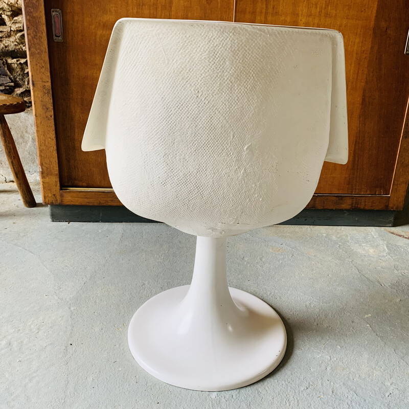 Vintage Tulip Sessel aus weißem Fiberglas