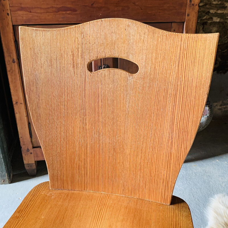 Paar vintage stoelen van blond hout, 1960