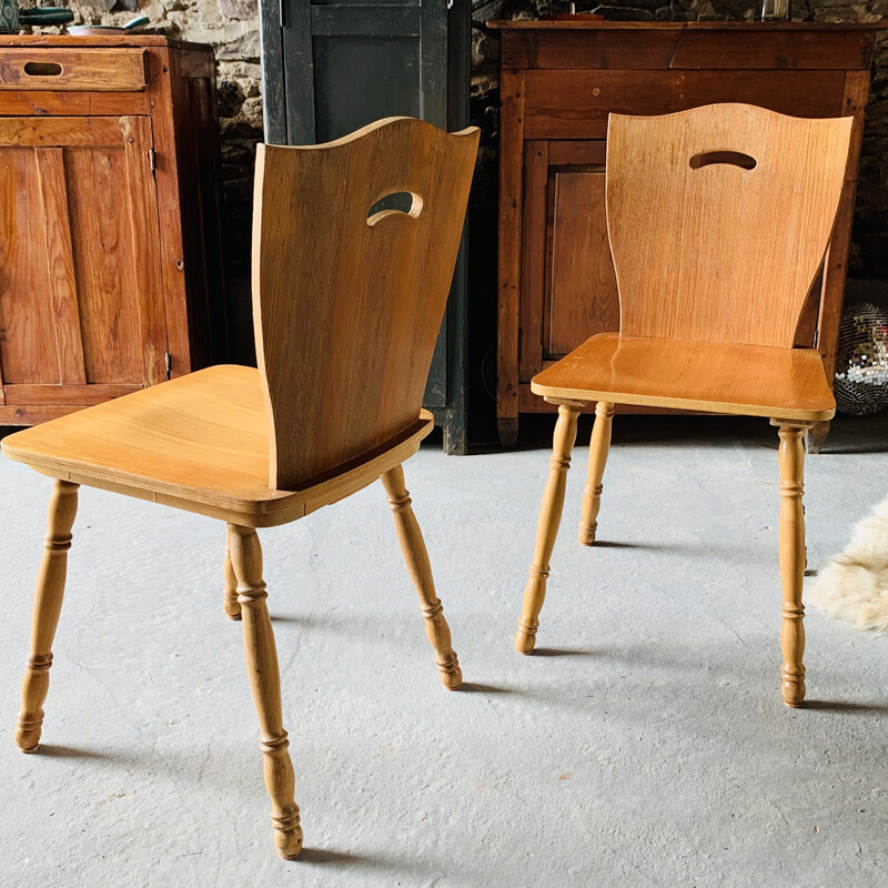 Paire de chaises vintage en bois blond, 1960