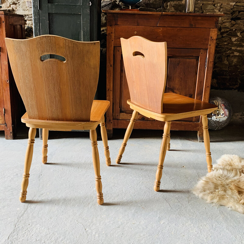 Ein Paar Vintage-Stühle aus blondem Holz, 1960
