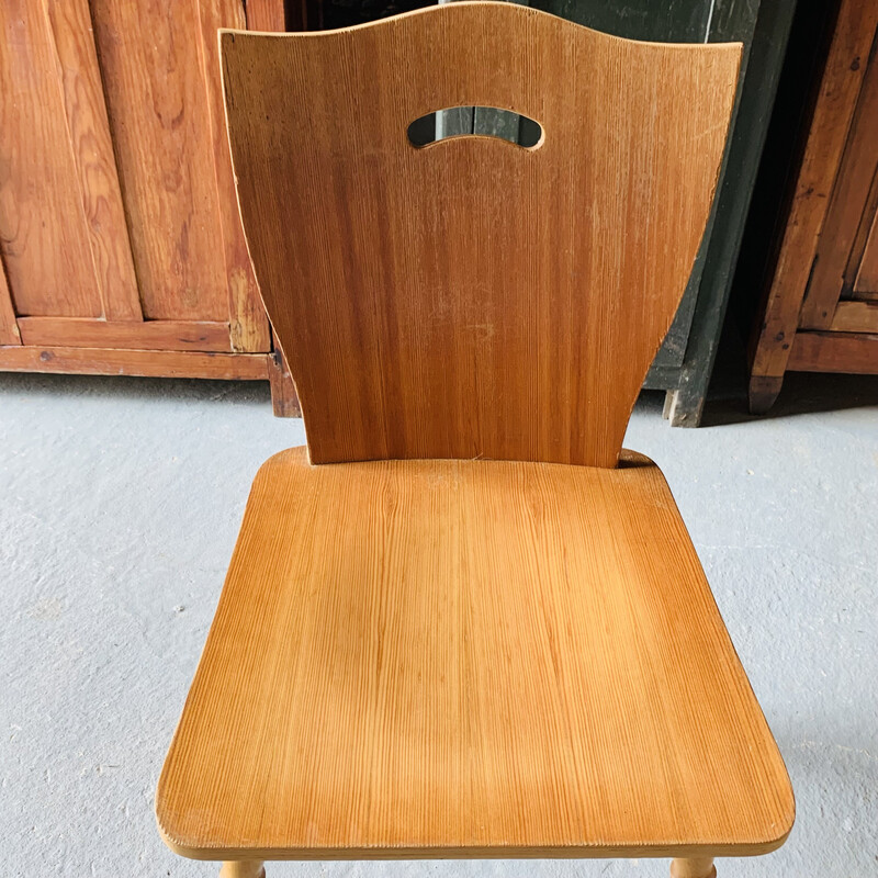 Pair of vintage chairs in blond wood, 1960