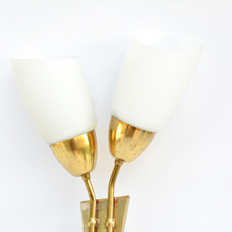 Vintage hollywood regency double wall lamp by Kamenicky Senov, Czechoslovakia 1970s