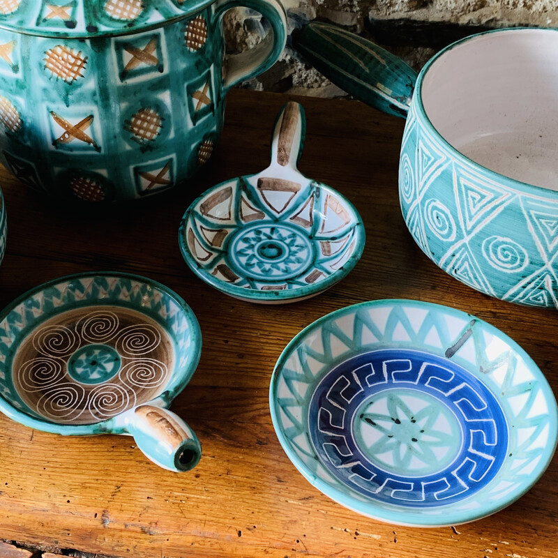 Lote de 6 piezas de cerámica vintage de Vallauris por Robert Picault