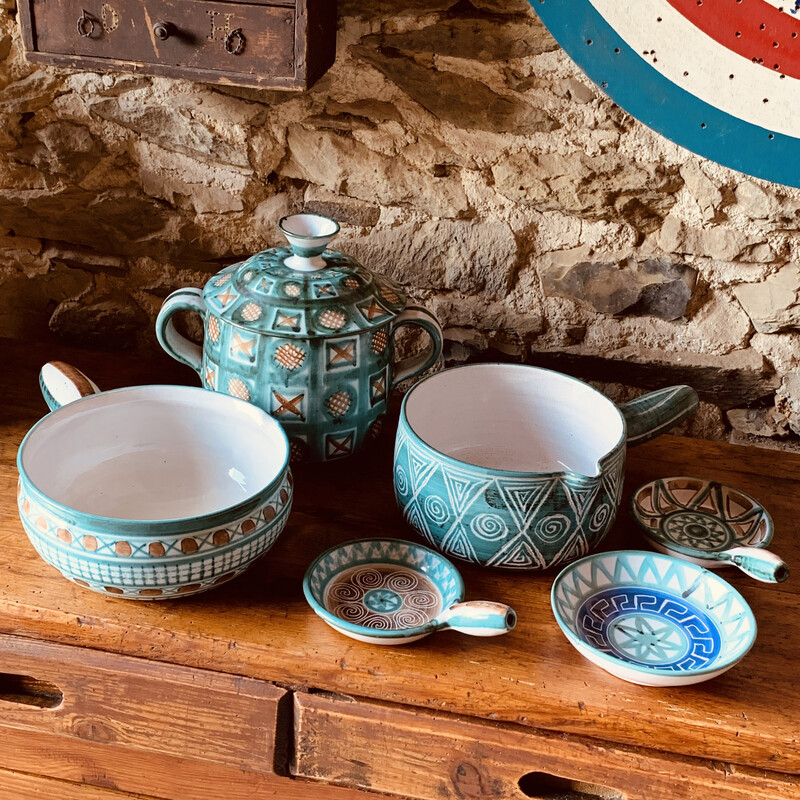 Lote de 6 piezas de cerámica vintage de Vallauris por Robert Picault