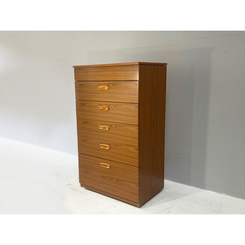 Mid century tall chest of drawers with mirror by Chaim Schreiber, 1970s