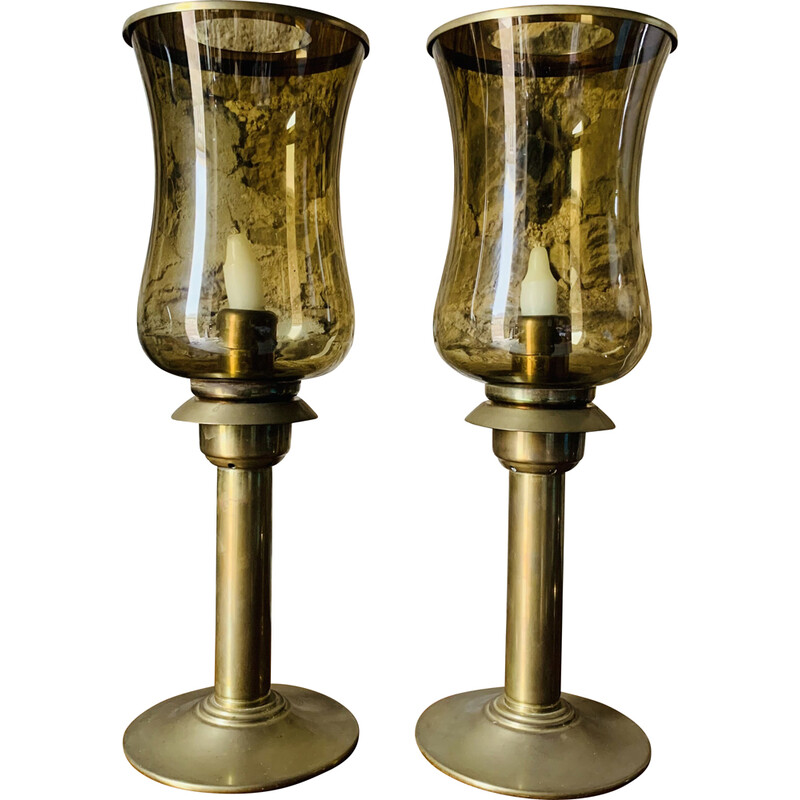 Pair of vintage brass candlesticks by Mega Design