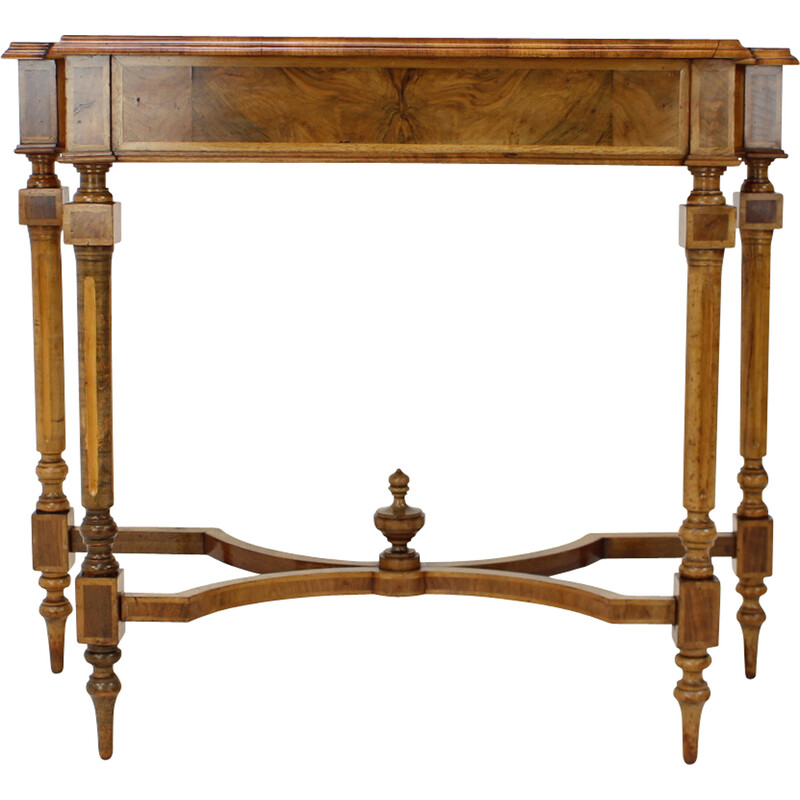Vintage wood and veneer console table, 1890