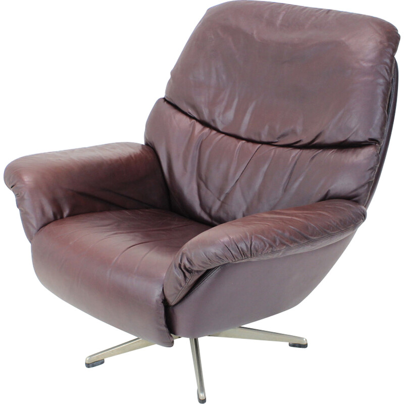Scandinavian vintage adjustable leather armchair by Peem, Finland 1970s