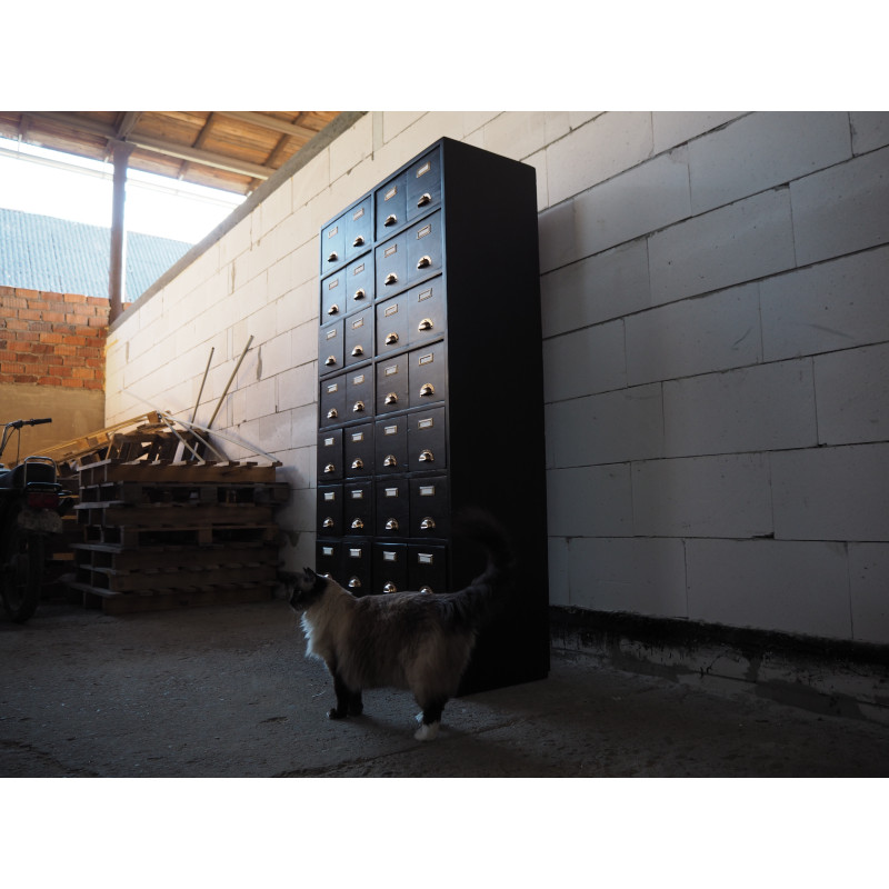 Vintage industrial wooden filling cabinet, 1930s