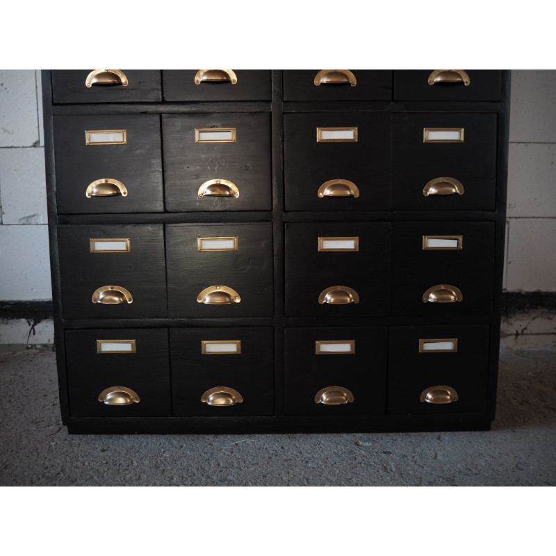 Vintage industrial wooden filling cabinet, 1930s