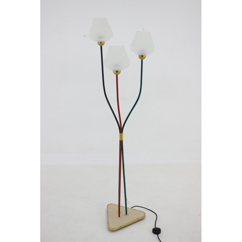 Lámpara de pie vintage de 3 luces, Checoslovaquia Años 60