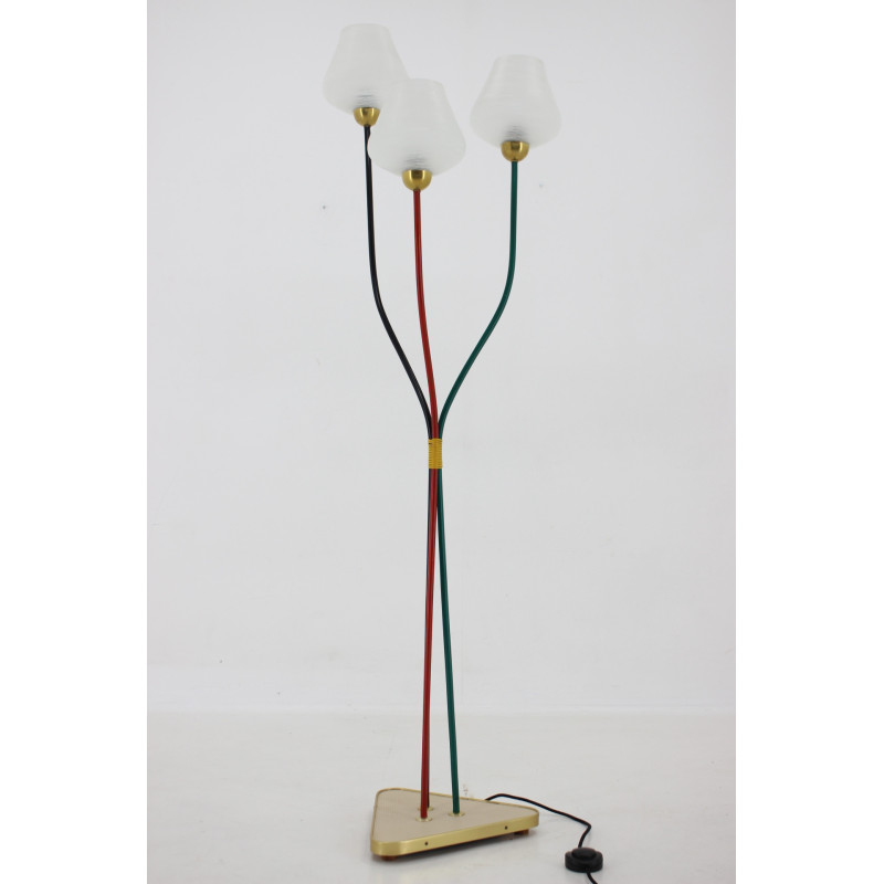 Lámpara de pie vintage de 3 luces, Checoslovaquia Años 60