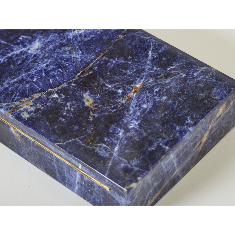 Vintage jewelry box in blue lapis lazuli, 1980