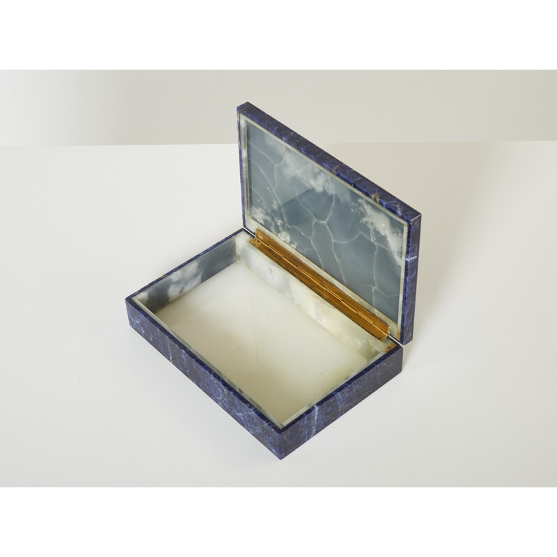 Vintage jewelry box in blue lapis lazuli, 1980