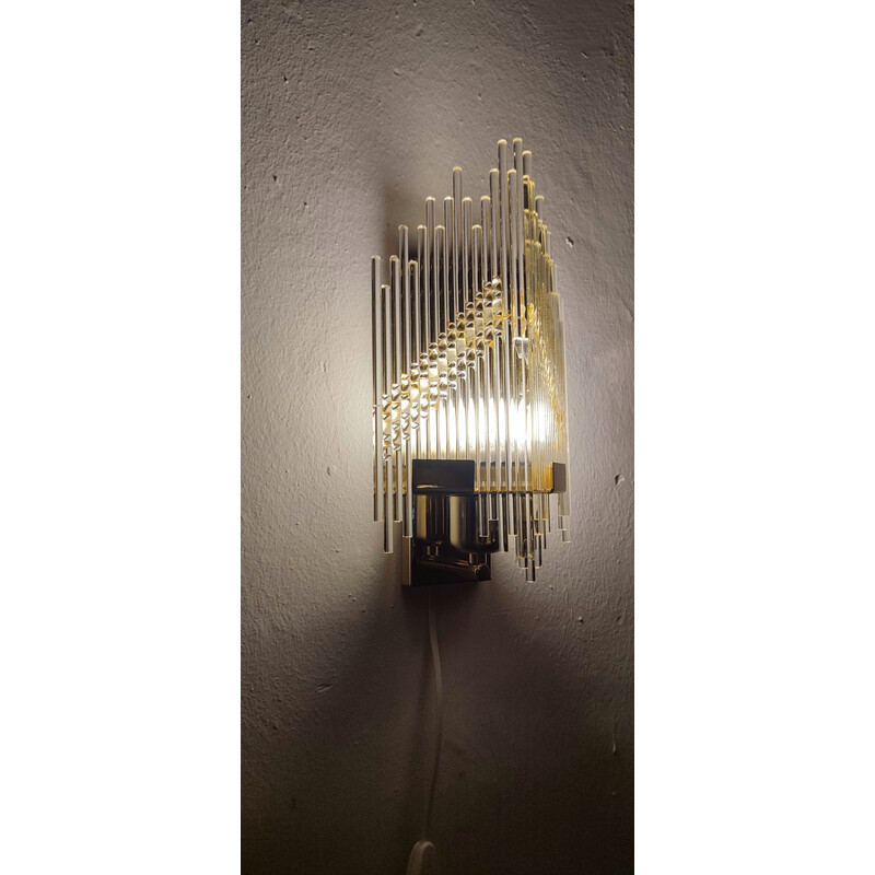 Lampada da parete vintage in metacrilato e metallo, Italia anni '80