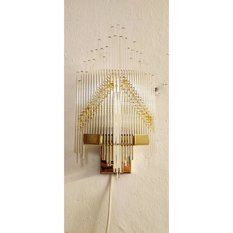 Vintage methacrylate and metal wall lamp, Italy 1980s