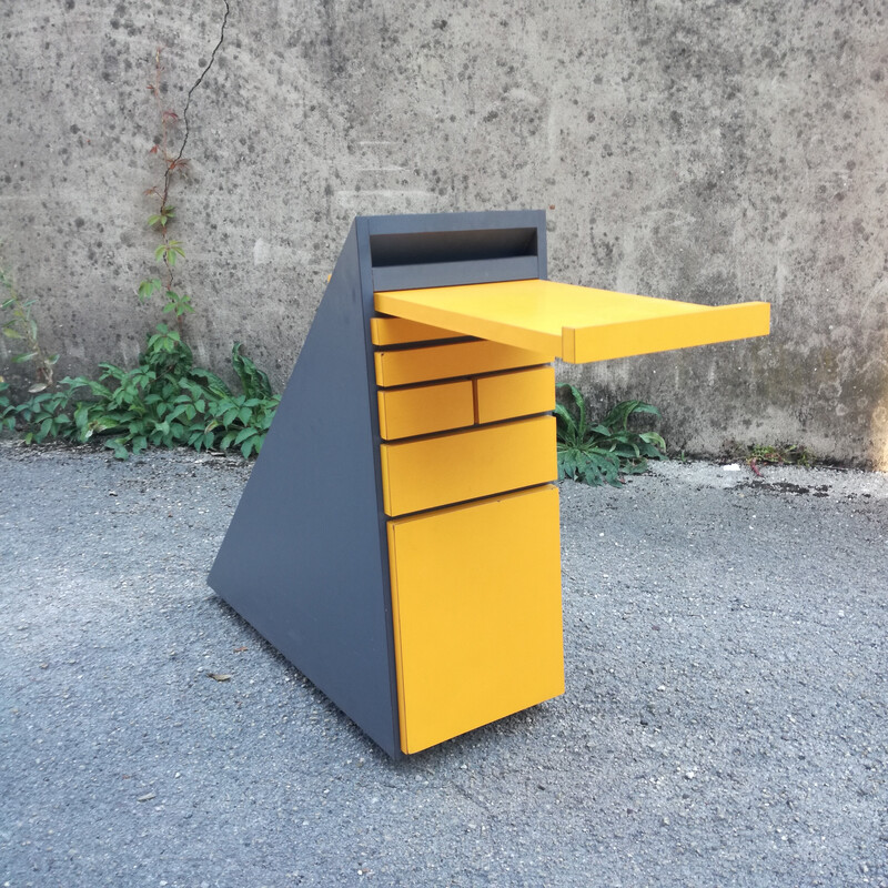 Vintage triangular desk serving table, 1980