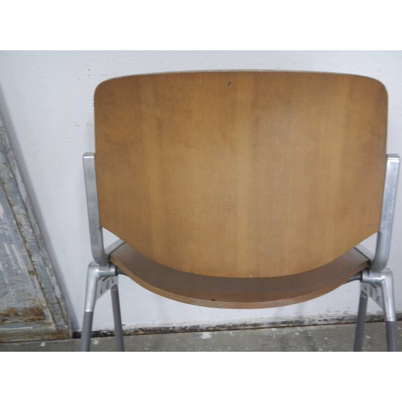 Vintage metalen stoel met lattenbodem van Anonima Castelli