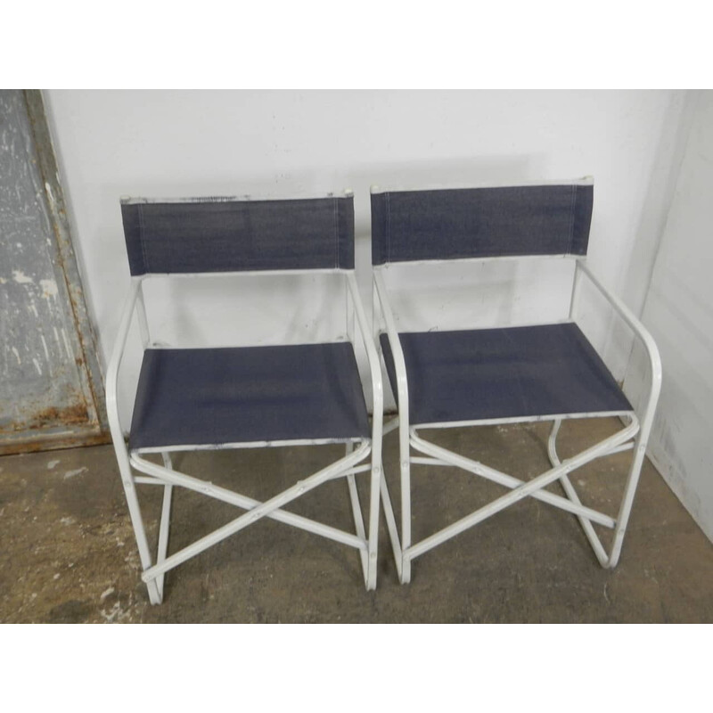 Pair of vintage folding garden chairs by Lerolin Thiene