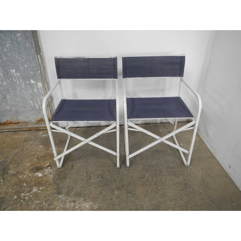 Pair of vintage folding garden chairs by Lerolin Thiene