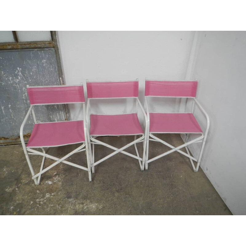 Set of 3 vintage garden folding chairs by Lerolin Thiene