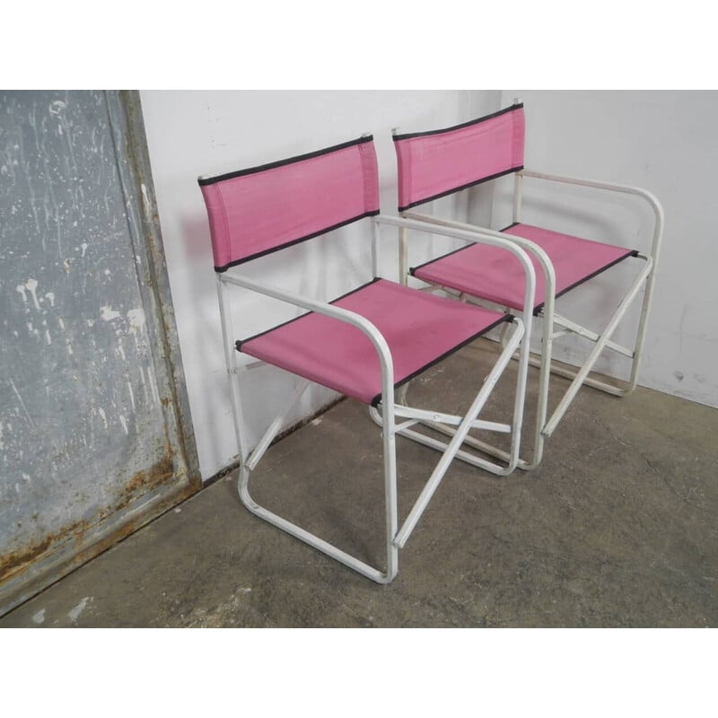 Pair of vintage garden folding chairs by Lerolin Thiene
