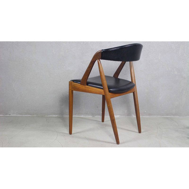 Vintage teak and leather dining chair by Kai Kristiansen for Schou Andersen, Denmark 1960s