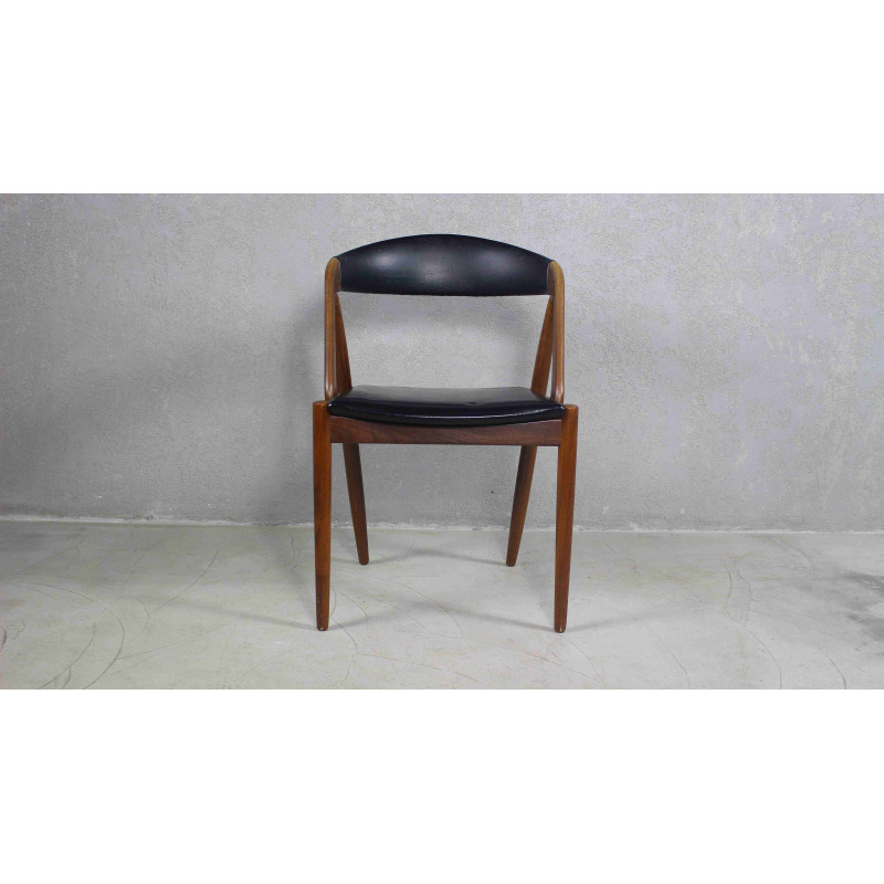 Vintage teak and leather dining chair by Kai Kristiansen for Schou Andersen, Denmark 1960s