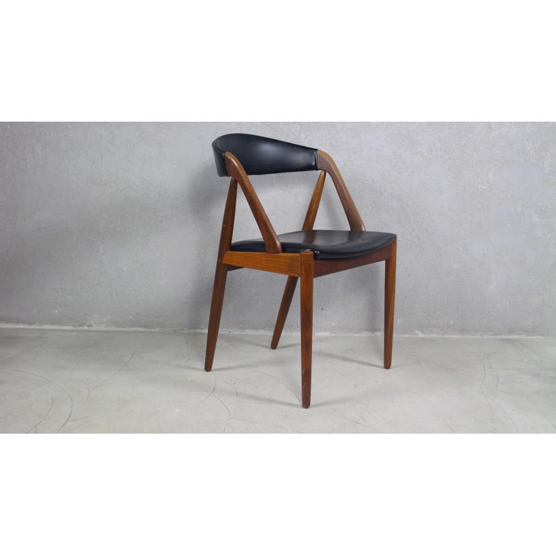Vintage teak and leather dining chair by Kai Kristiansen for Schou Andersen, Denmark 1960s