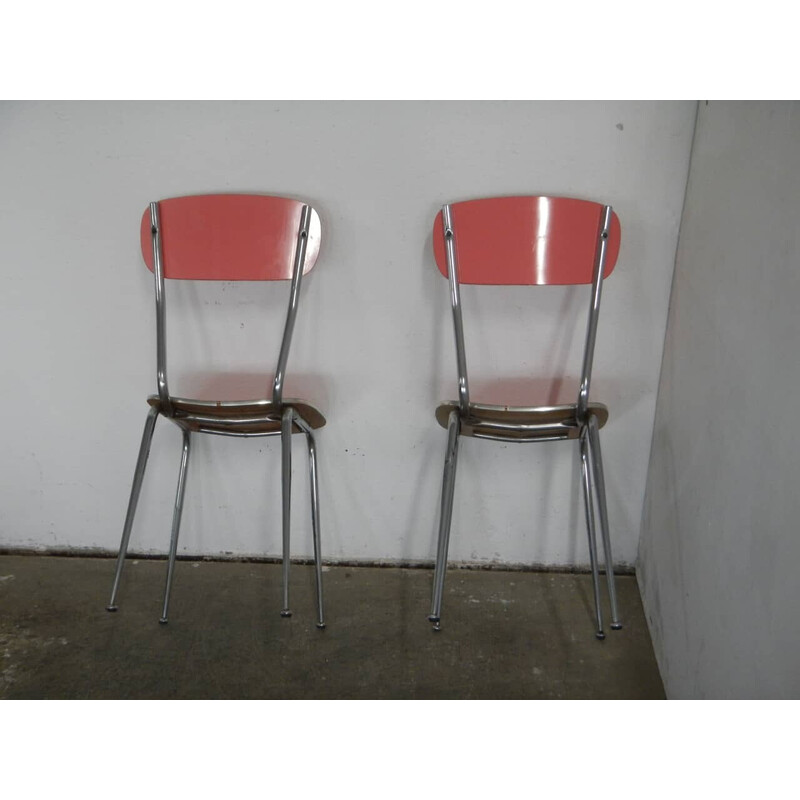 Pair of vintage formica and wood chairs