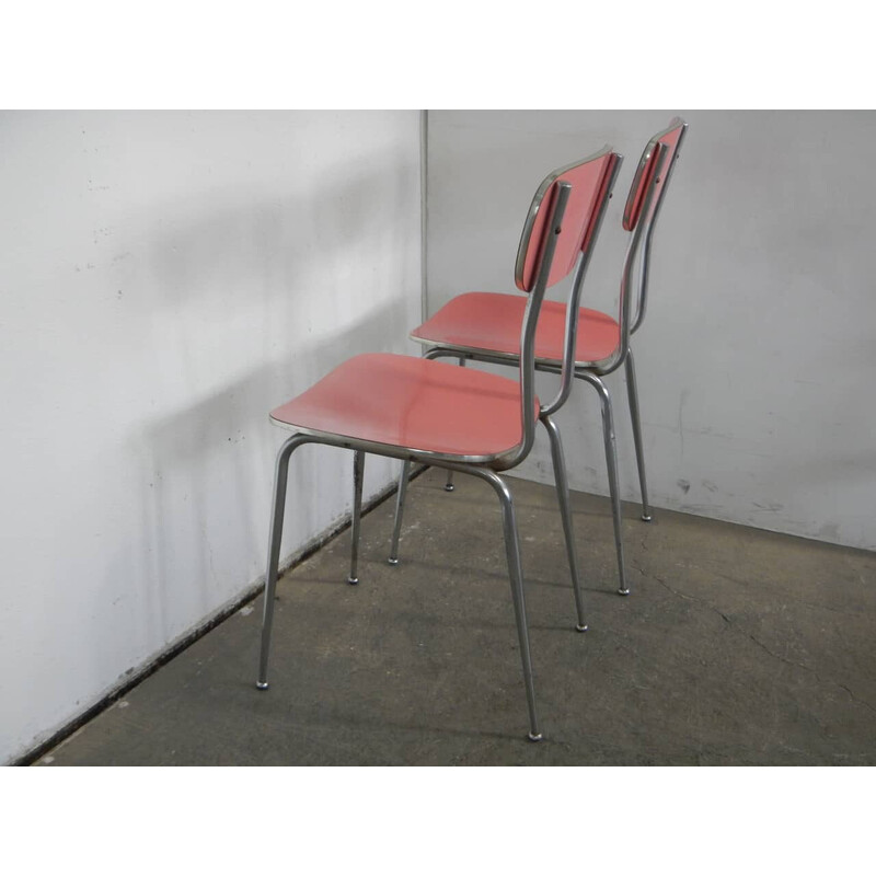 Pair of vintage formica and wood chairs