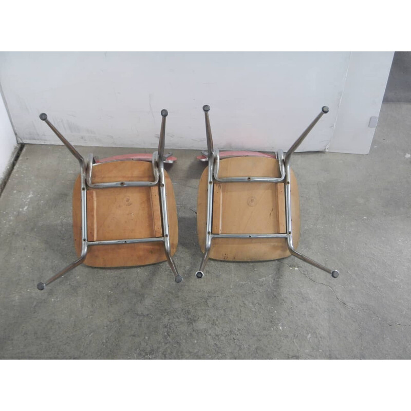 Pair of vintage formica and wood chairs