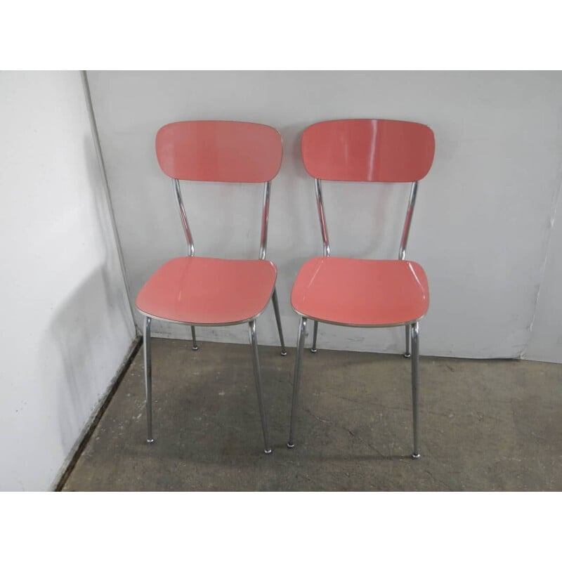 Pair of vintage formica and wood chairs